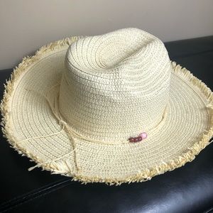 Handwoven Straw Beach Hat With Beads